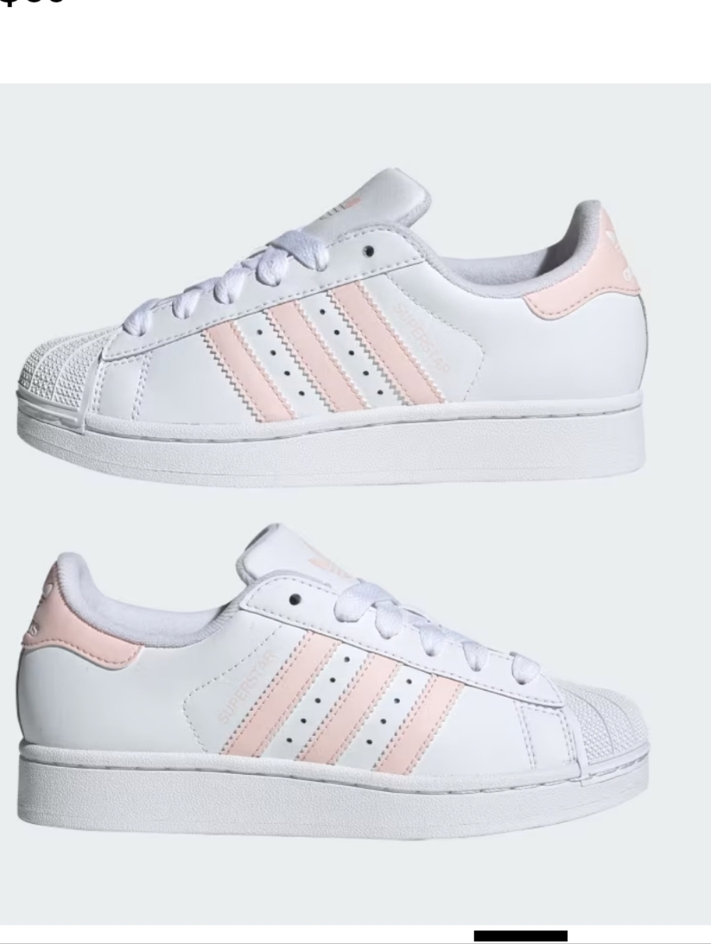 Adidas Vintage Shell-Toe Sneaker's White/Pink Stripes Women's 7.5/8 Youth 5 1/2